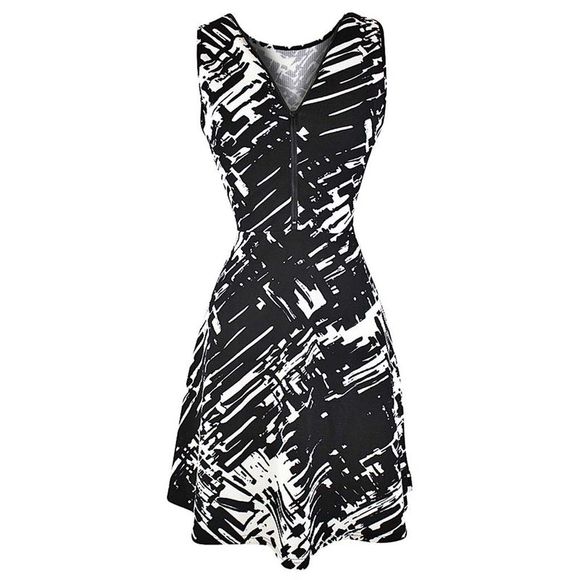 Abstract Print Sleeveless Dress - Picture 1 of 3